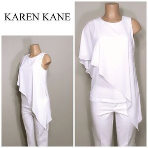 Karen Kane asymmetrical white blouse. NWOT